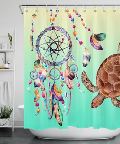 Marine Life Colorful Dreamcatcher Boho Shower Curtain for Bathroom Decor