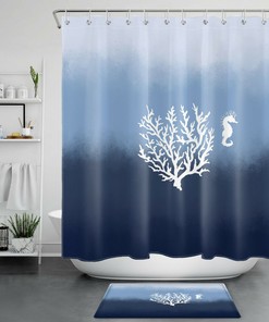 Marine Life Coral Seahorse Shower Curtain - Bathroom Decor