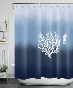 Marine Life Coral Seahorse Shower Curtain - Bathroom Decor