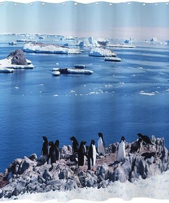 Marine Life and Glacier Shower Curtain with Penguins 