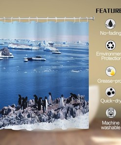 Marine Life and Glacier Shower Curtain with Penguins 