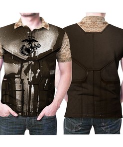 Marine Punisher Skull Armour Gift for Veteran Soldier Warrior Fans Polo Shirt