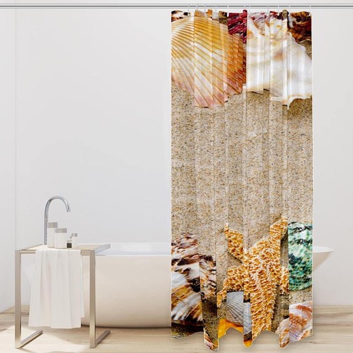 Marine Starfish Colorful Seashells Fabric Shower Curtain for Bathroom Decor