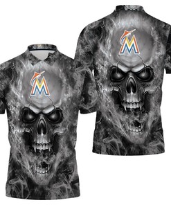 Marlins Mlb Fans Skull Polo Shirt - Perfect Gift for Fans