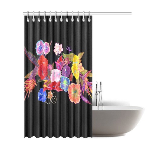 Maru's Hawaiian Floral Print Shower Curtain for Bathroom Decor