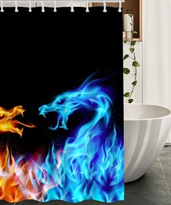 Medieval Dragon Fantasy Shower Curtain for Bathroom Decor