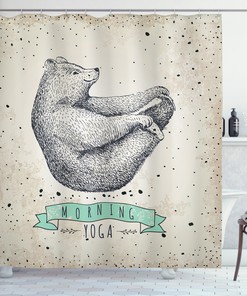 Meditating Bear Yoga Shower Curtain for a Calm Bathroom Decor 