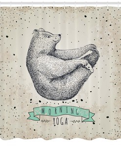 Meditating Bear Yoga Shower Curtain for a Calm Bathroom Decor