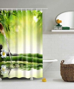 Meditation Shower Curtain - Calming Zen Spa Bathroom Decor with Candle and Mindfulness Design 
