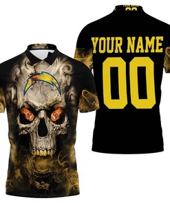 Men's Los Angeles Chargers Skull All-Over Print 3D Polo Shirt - Perfect for Fans