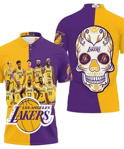 Men's Los Angeles Lakers Skull Logo Western Conference 3D Polo Shirt - Edgy and Trendy