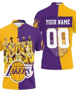 Men's Los Angeles Lakers Skull Logo Western Conference Personalized Polo Shirt - Bold and Eye-Catching