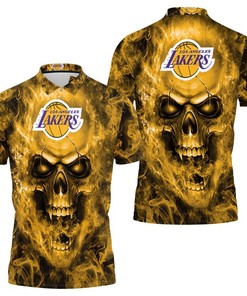 Men's Los Angeles Lakers Skull Polo Shirt - Edgy and Trendy