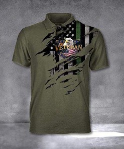 Men's Thin Green Line Army Veteran Polo Shirt with Eagle Design - Perfect Gift for Fans