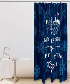 Merry Christmas Reindeer Snowflakes Fabric Shower Curtain for Bathroom Decor