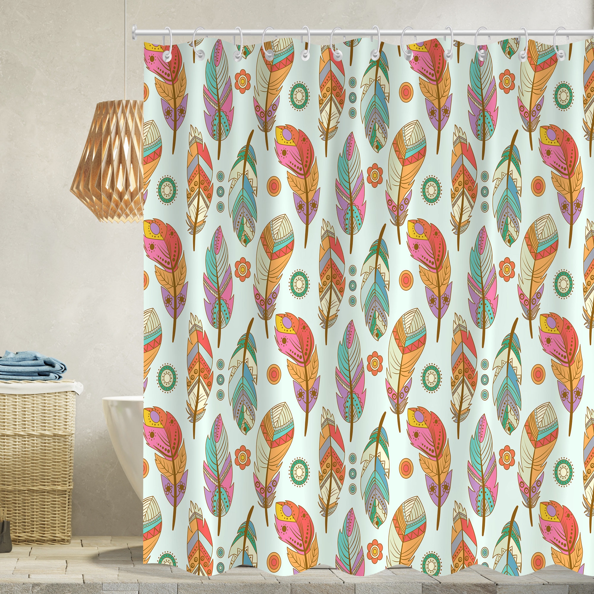 Mexican Birds and Flowers Shower Curtain for Colorful Bathroom
