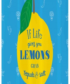Mexican Tequila Shower Curtain with Lemon-themed Design