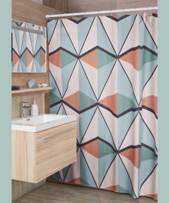 Mid-Century Modern Geometric Retro Shower Curtain for Bathroom