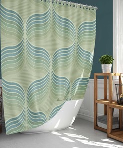 Mid-Century Vintage Geometric Fabric Shower Curtain - Unique Home Decor Gift