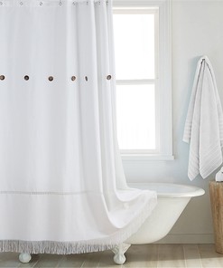 Minimalist Art Bohemian Tassel Shower Curtain for Chic Bathroom Decor