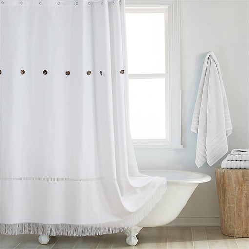 Minimalist Art Bohemian Tassel Shower Curtain for Chic Bathroom Decor