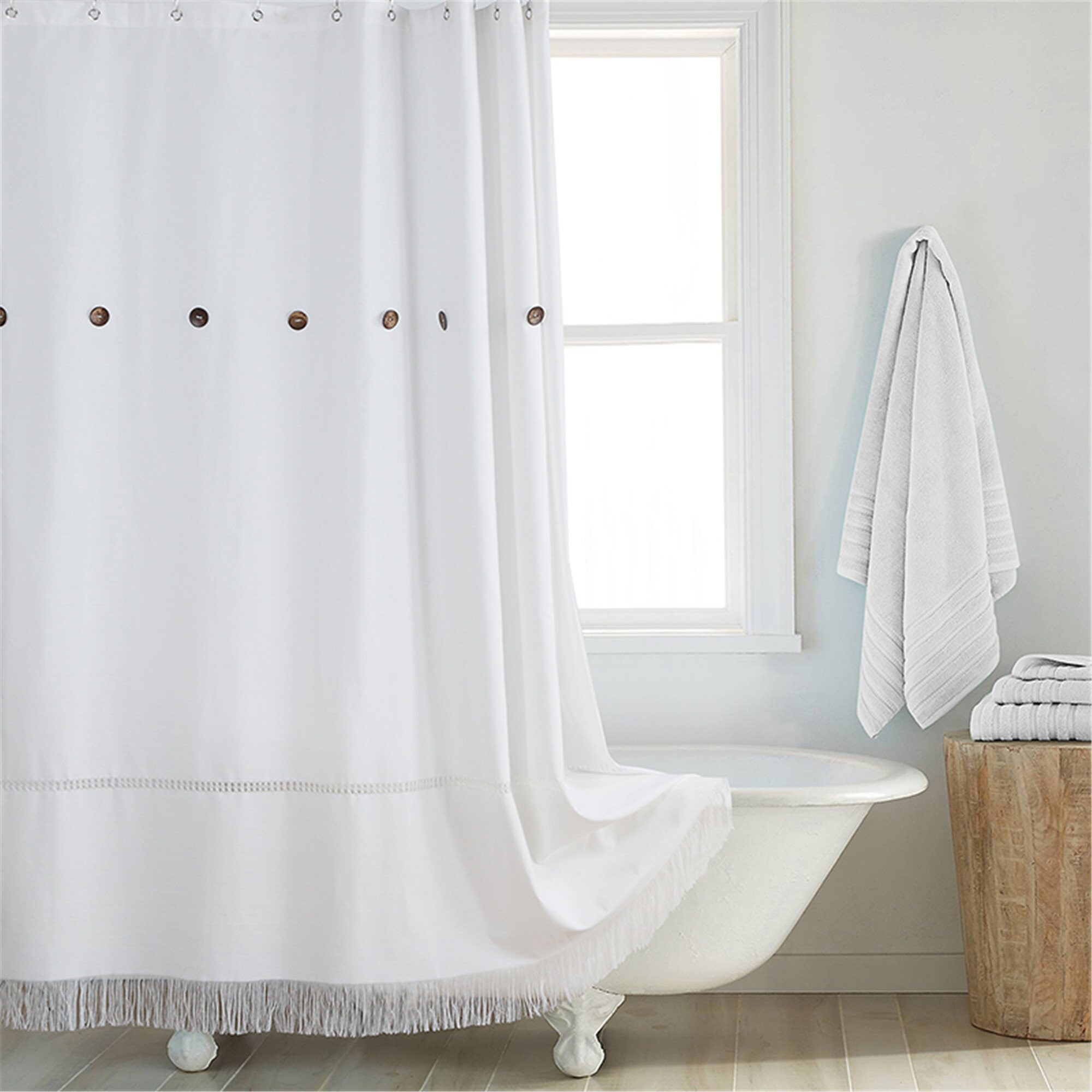 Minimalist Art Bohemian Tassel Shower Curtain for Chic Bathroom Decor