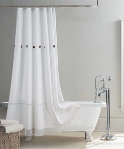 Minimalist Art Bohemian Tassel Shower Curtain for Chic Bathroom Decor