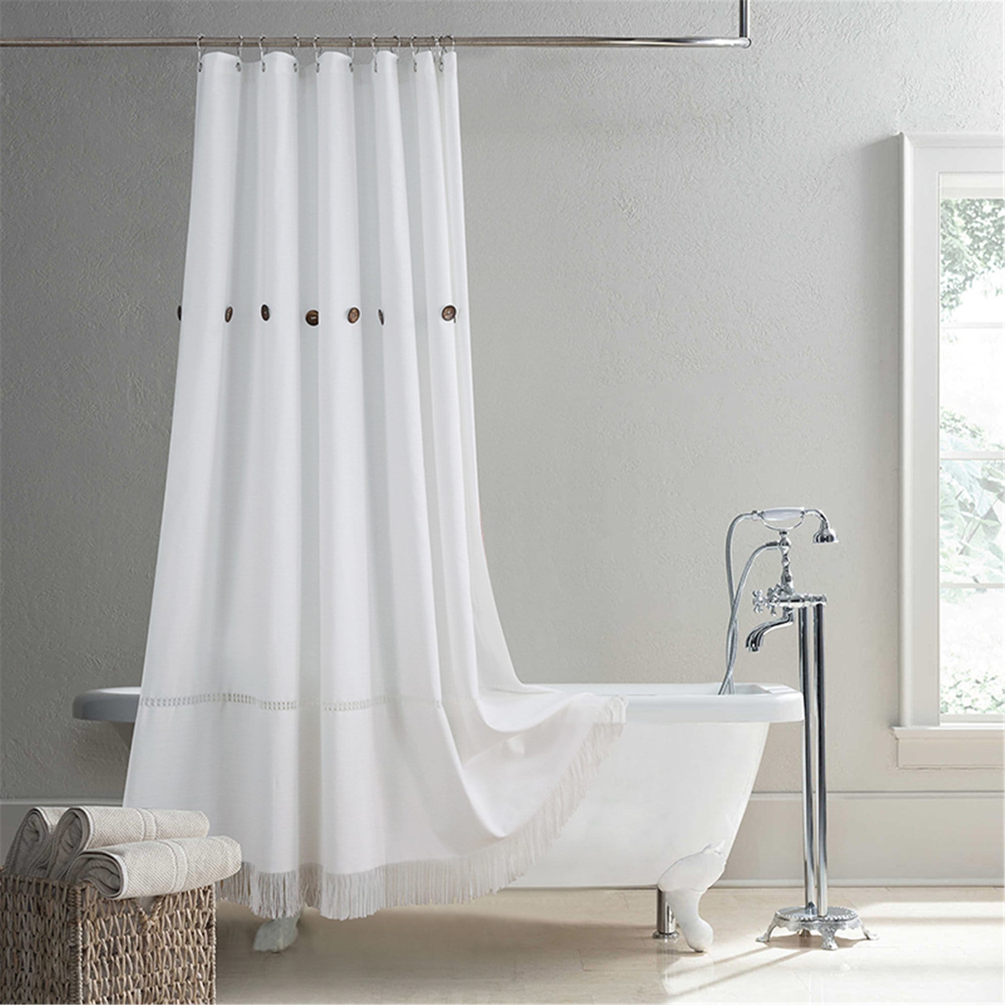 Minimalist Art Bohemian Tassel Shower Curtain for Chic Bathroom Decor
