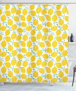 Mint and Yellow Summer Fruit Shower Curtain for Fun Bathroom Decor 