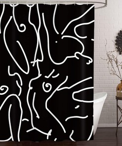 Modern Black and White Nude Art Line Women Shower Curtain for Minimalist Bathroom Decor 