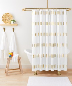 Modern Boho Shower Curtain with White Minimalist Design for Country Bathroom Decor