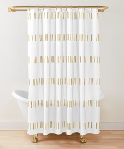 Modern Boho Shower Curtain with White Minimalist Design for Country Bathroom Decor