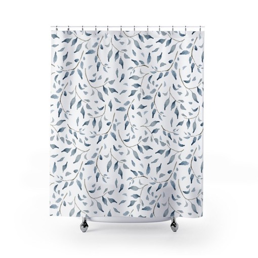 Modern Farmhouse Watercolor Print Shower Curtain - Stylish Bathroom Accessory