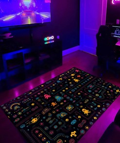 Modern Pac-Man Inspired Arcade Pattern Area Rug - Personalize Your Home Decor with this Stylish Rug