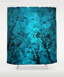 Modern Teal Abstract Geometric Shower Curtain - Featuring Blue and Teal Colors
