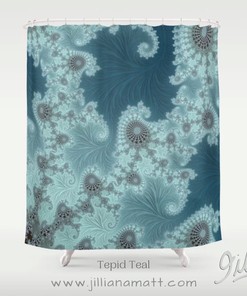 Modern Teal Blue Gray Geometric Fabric Bath Curtain for Your Bathroom
