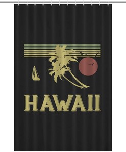 Modern Vintage Hawaiian Water Resistant Shower Curtain for Hotels