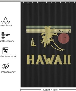 Modern Vintage Hawaiian Water Resistant Shower Curtain for Hotels