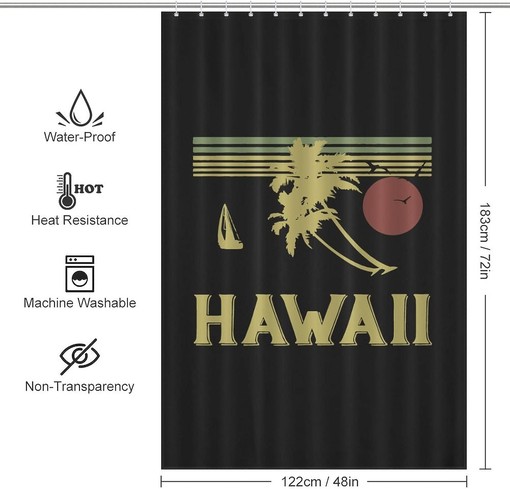 Modern Vintage Hawaiian Water Resistant Shower Curtain for Hotels