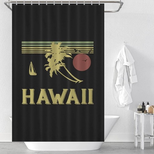 Modern Vintage Hawaiian Water Resistant Shower Curtain for Hotels