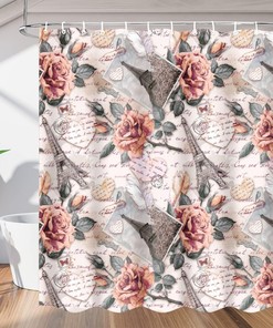 Modern Vintage Paris Eiffel Tower Shower Curtain for Chic Bathrooms