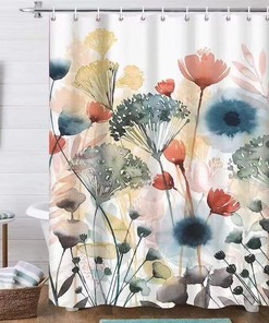Modern Watercolor Botanical Background Shower Curtain for Your Bathroom 
