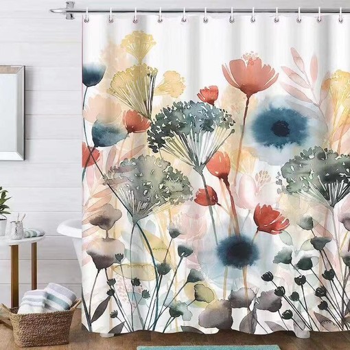 Modern Watercolor Botanical Background Shower Curtain for Your Bathroom
