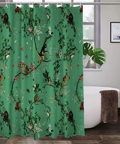 Monkey World Green Cartoon Shower Curtain - Bathroom and Home Decor