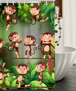 Monkeys Jungle Shower Curtain for Bathroom Decor
