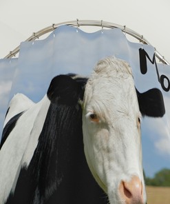 Moo Cow Shower Curtain with Shower Curtain Rings - Quirky and Unique Addition to Your Bathroom Decor