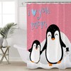 Mother's Day Penguin I Love Mom Shower Curtain - Cute Bathroom Decoration 