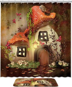 Mushroom House Shower Curtain for a Whimsical Bathroom Decor