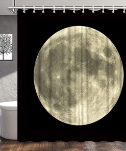 Mysterious Full Moon Shower Curtain: Gray Planet by Woodyotime