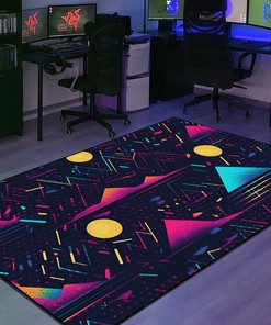 Mysterious Nocturnal Scenes Arcade Pattern Rug for Home Decor